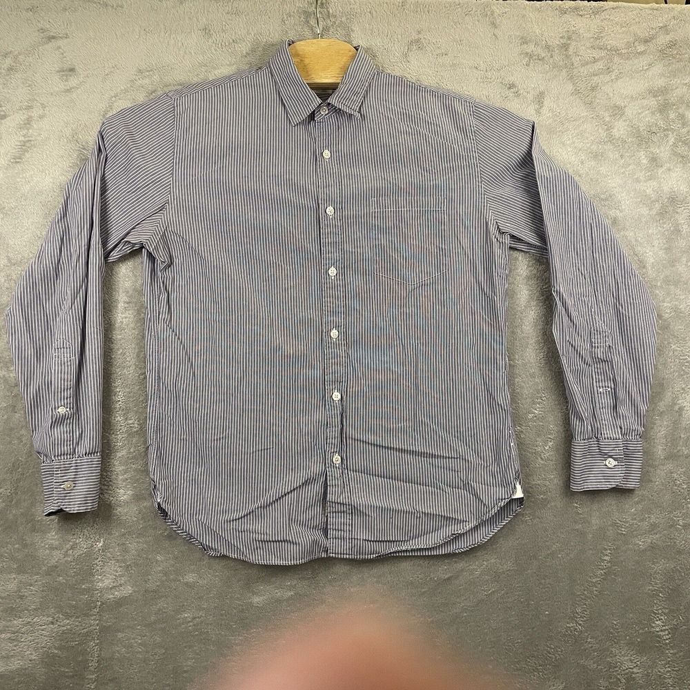 J Crew Shirt Mens M (15-15‎ 1/2) Blue White Stripes Casual Long Sleeve Button Up